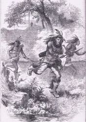 Fuga degli indiani dopo il massacro, illustrazione da Cassell