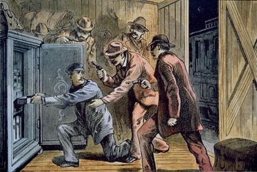 La banda di Frank e Jesse James rapina il vagone espresso di un treno nel 1879