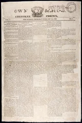 Prima pagina del Cherokee Phoenix, 21 febbraio 1828