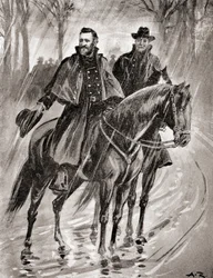 Il generale Grant in ricognizione sotto la pioggia a Belmont, Missouri, prima della battaglia nel 1861, da 