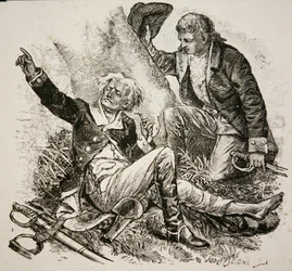 Generale Herkimer, ferito e dirigendo la battaglia di Oriskany