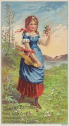 Ragazza che porta un cesto di ciliegie