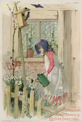 Ragazza con annaffiatoio verde