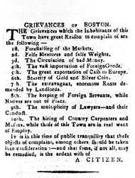 Lamentele di Boston, lettera pubblicata nel Boston Gazette, 4 aprile 1786