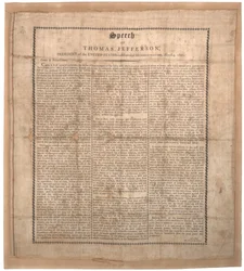 Primo discorso inaugurale di Jefferson, stampato da Pechin, Baltimora, 4 marzo 1801
