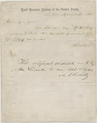 Lettera di Abraham Lincoln al generale Ulysses S. Grant, 7 aprile 1865
