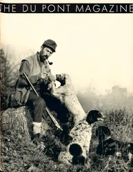 Uomo con cani da caccia, copertina della rivista DuPont, novembre 1934