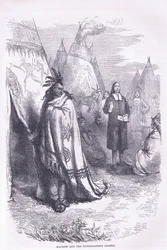 Mayhew e i Naragansett 1674, illustrazione da Cassell