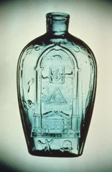 Fiaschetta massonica soffiata in stampo, Keene (Marlboro St.) Glassworks, c.1815-17 (vetro)