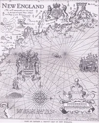 Parte della mappa del Capitano J Smith del New England, illustrazione da 