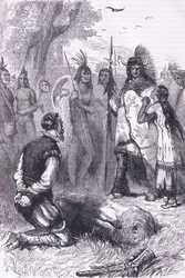 Pocahontas salva la vita del Capitano Smith, illustrazione da Cassell