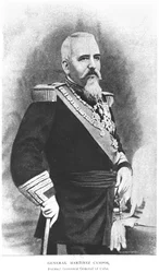 Ritratto del Generale Martinez Campos (1831-1900) da The Story of Cuba di Murat Halstead, pubblicato nel 1898