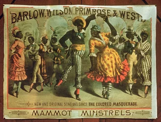 Poster pubblicitario per Barlow, Wilson, Primrose e Wests Mammot Minstrels Colored Masquerade