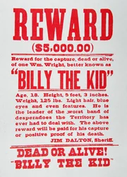 Manifesto di ricompensa per Billy the Kid (1859-81) (litografia)