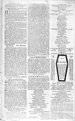 Seconda pagina del Boston Evening Post che annuncia la morte di Re Giorgio II (1683-1760), 5 gennaio 1761