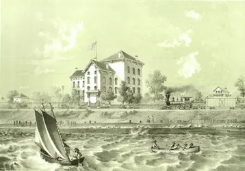 Casa dei soldati, da Chicago Illustrated, con descrizioni letterarie di James W. Sheahan, pubblicato da Jevne & Almini, Chicago