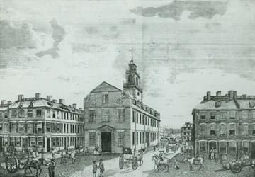 Vista sud-ovest della Old State House, Boston, 1881