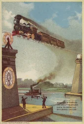 Treno a vapore che attraversa il fiume
