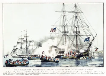 Il corsaro americano "General Armstrong" Cap. Sam C. Reid (litografia a colori)