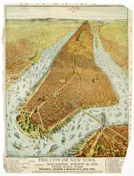 La città di New York, complimenti di Rogers, Peet & Co., Grossisti e Rivenditori di Abbigliamento, Broadway, Broome & Mercer Sts., NY.