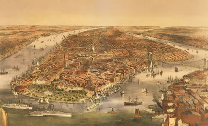 La città di New York, pub. da Currier e Ives, 1870