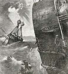 La nave faro e il piroscafo in arrivo, illustrazione di frontespizio da Appletons Journal, 4 maggio 1872