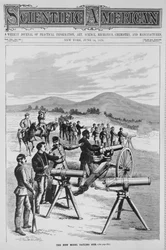 Il nuovo modello di mitragliatrice Gatling, da Scientific American, 14 giugno 1879