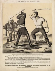 Il concorso in sospeso, pubblicato da Oliver Evans Woods : Herline & Hensel Lith., Filadelfia, 1863