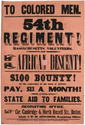 Agli uomini di colore. 54° Reggimento! Volontari del Massachusetts, di discendenza africana, 1863