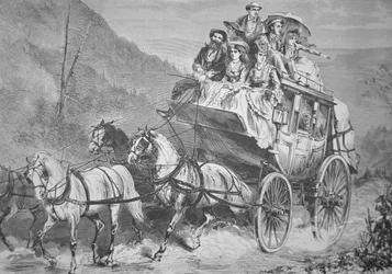 Viaggio attraverso il West americano in diligenza Concord negli anni 1860