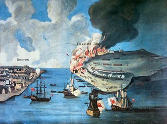 Veduta di Boston e la battaglia di Bunker Hill