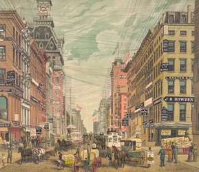 Veduta vintage di Broadway a New York City, c.1880