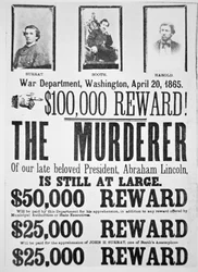 Manifesto del Dipartimento della Guerra di Washington che annuncia una ricompensa di 1.000 per trovare l