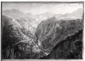 Scena dalla locanda al Ponte del Diavolo con la caduta del Rhydal, da 