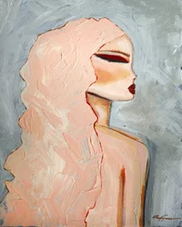 Ritratto chic con capelli rosa