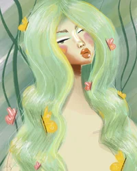 Farfalle verdi e serene tra i capelli