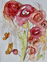 Farfalle in fiore ad acquerello