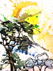Alberi illuminati dal sole (astratto)