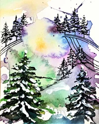 Foresta invernale dai colori vivaci