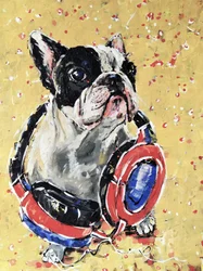 Frenchie con le cuffie