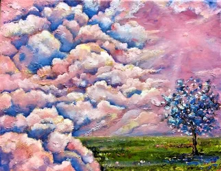 Cielo rosa, albero blu