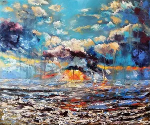 Un vivace paesaggio marino al tramonto