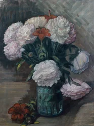 Peonie e daylilies (olio su tela)