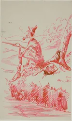 Uomo che pesca sulla riva del fiume