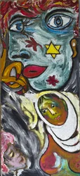 BLUE GIRL AND VEILED WOMAN, 2012 (acrilico su tela di iuta tesa su telaio di legno)