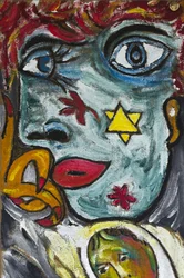BLUE GIRL WITH STAR OF DAVID, 2012 (acrilico su tela di iuta tesa su telaio di legno)