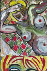 ESPRESSIONISTA NUDO FEMMINILE, 2012 (acrilico su tela di iuta tesa su telaio di legno)