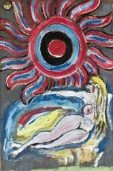 NAKED LYING IN THE SUN, 2012 (acrilico su tela di iuta tesa su telaio di legno)