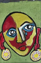 OUTRAGE: TEARFUL FACE, 2012 (acrilico su tela di iuta tesa su telaio di legno)