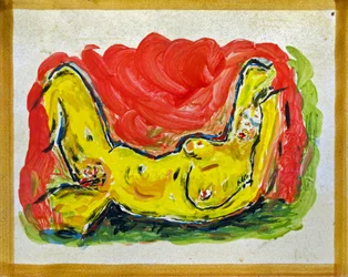 OUTRAGE TO EGON SCHIELE, 2012 (olio su piastrella di ceramica)